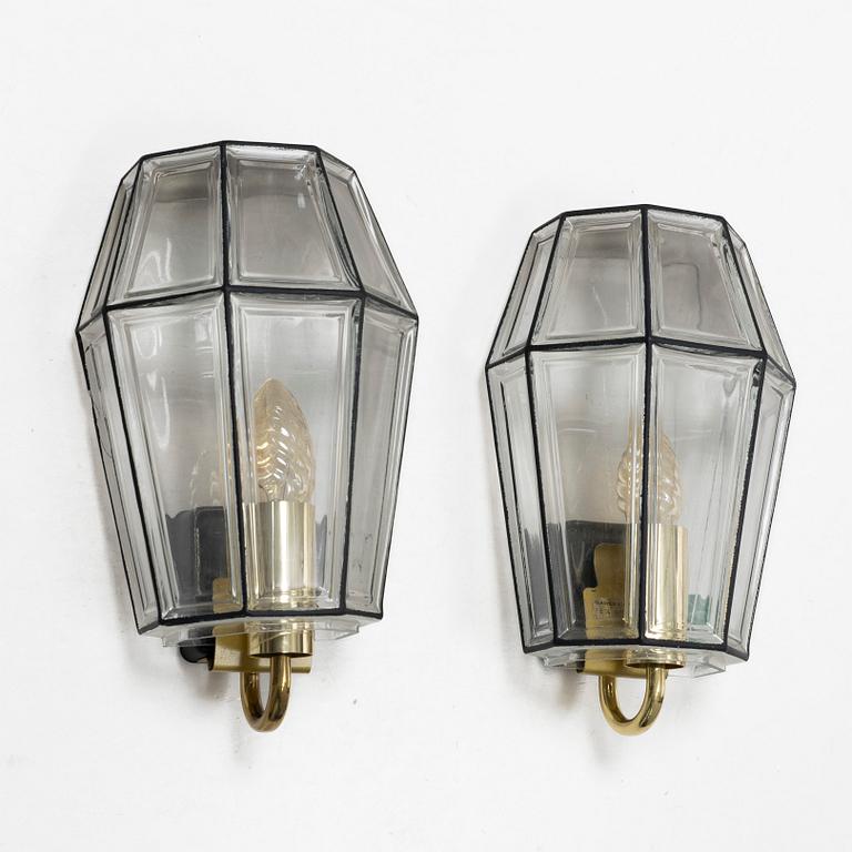 Vägglampor, ett par, Glashütte Limburg, 1900-tal.