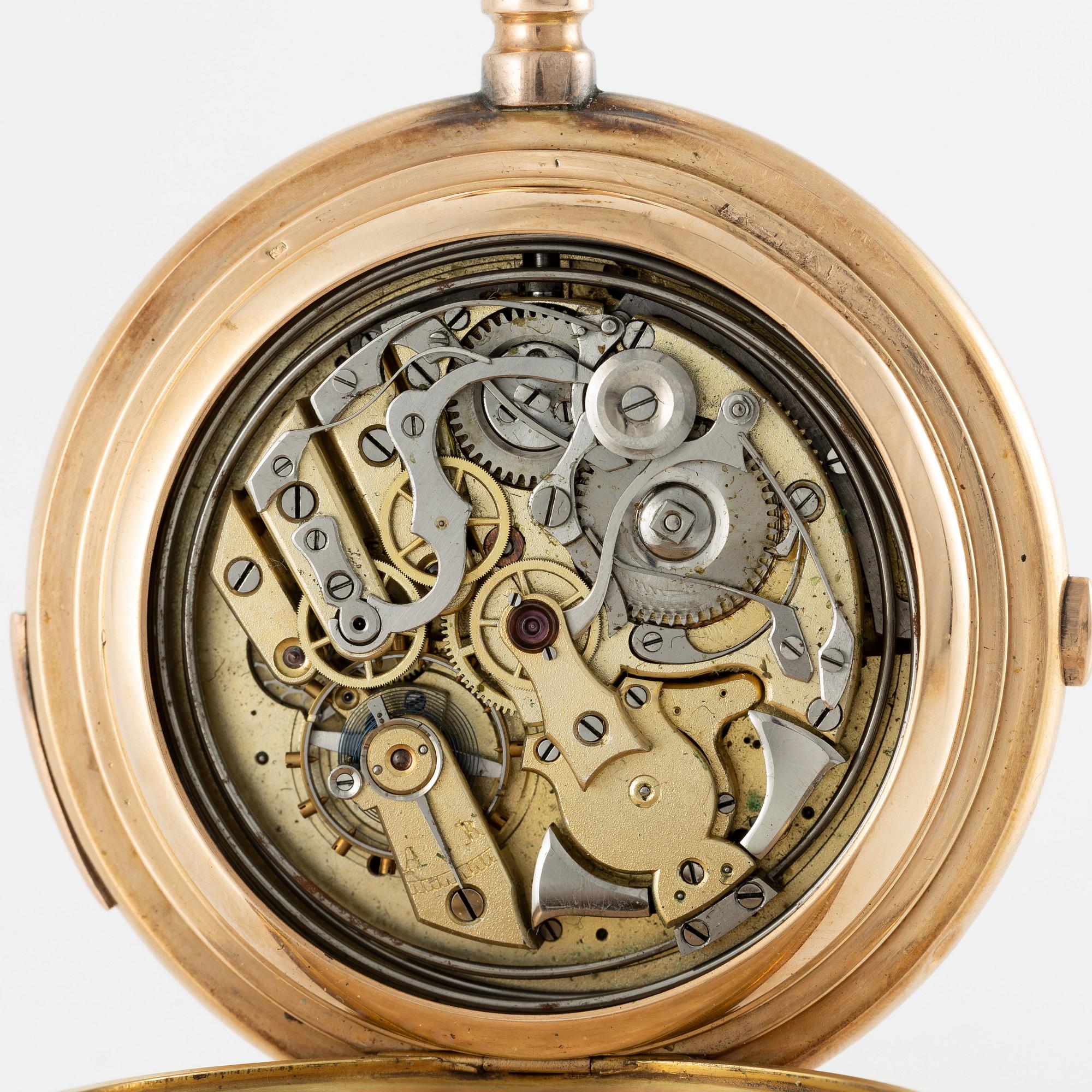 Pocket watch, hunter, 14K gold, 64 mm.