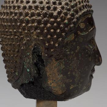 BUDDHAHUVUD, brons. Thailand, troligen 1700-tal.