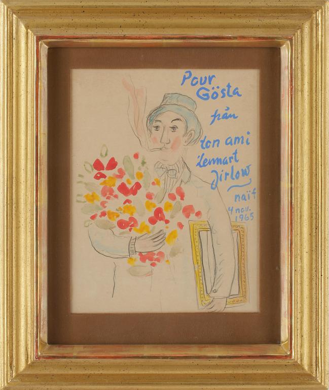 LENNART JIRLOW, blandteknik på papper, signerad och daterad 4 nov 1965.