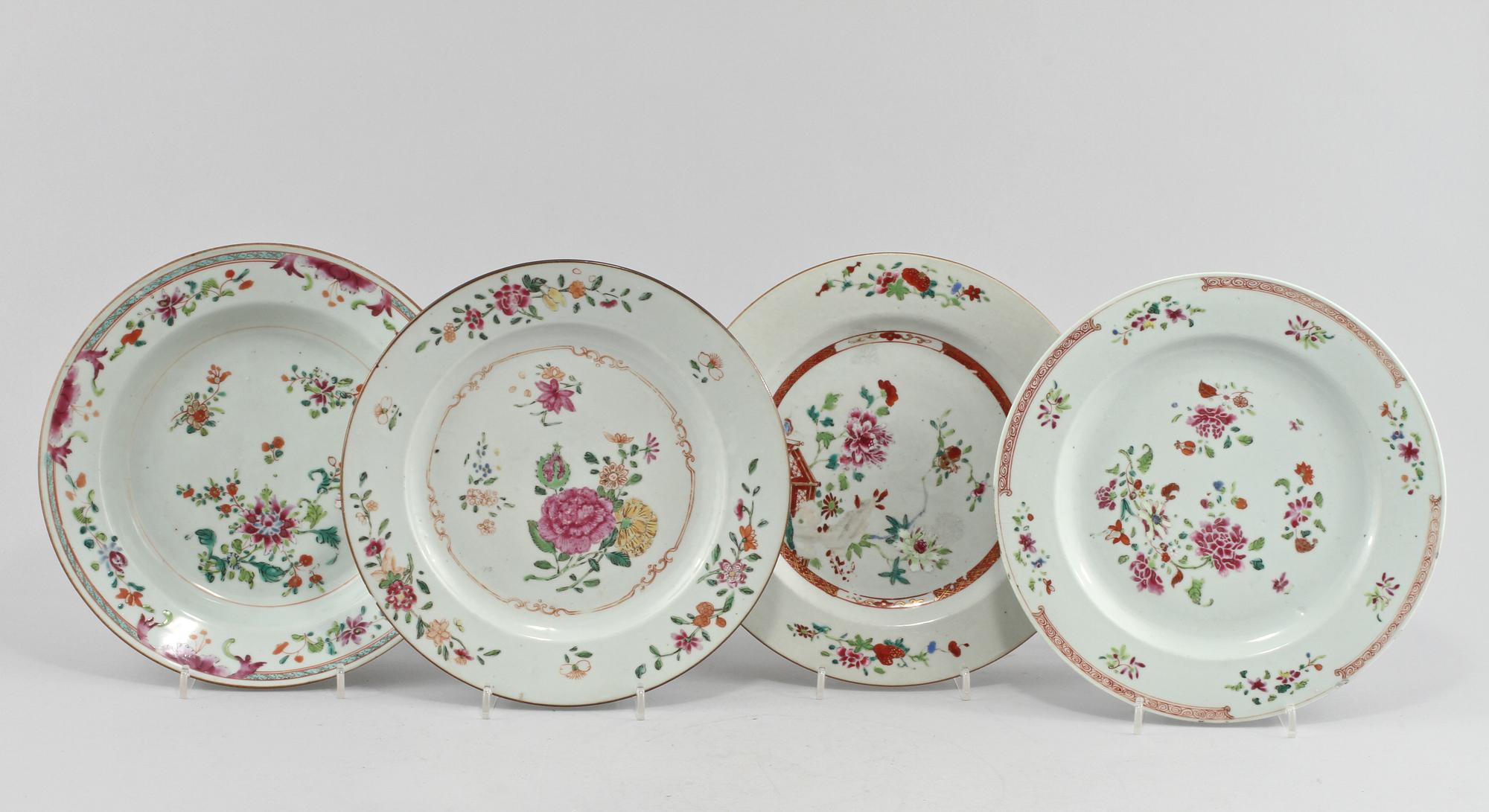 TALLRIKAR, 4 st, porslin, Kina, 1700-tal.