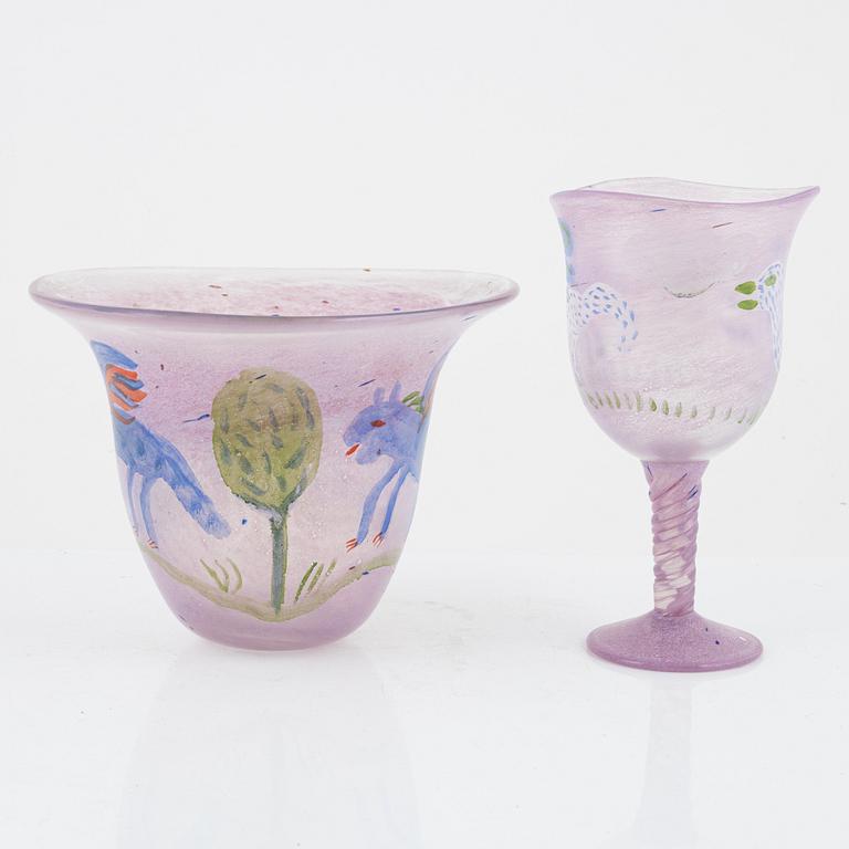 Ulrica Hydman-Vallien, a goblet and a vase, Boda Åfors.