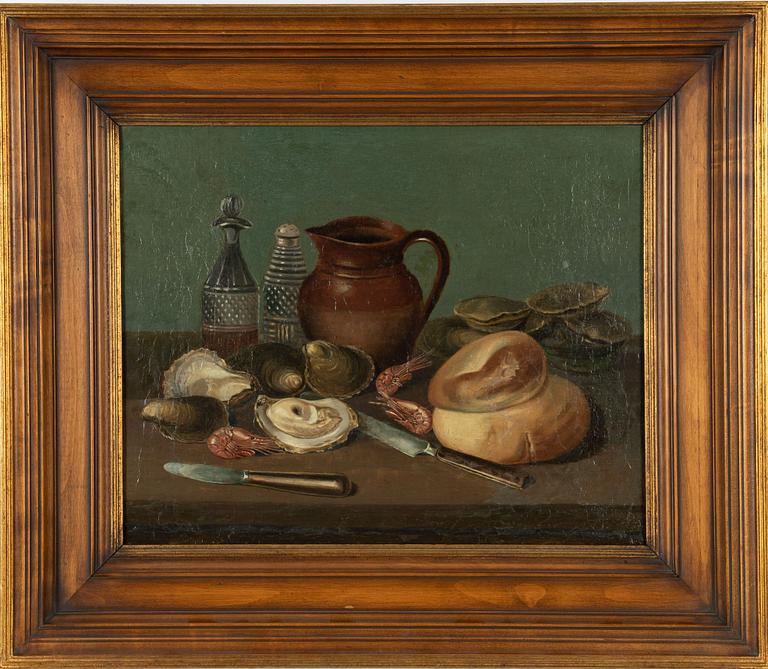 Lars Henning Boman, hans krets, Stilleben med skaldjur, knivar ock skinkstek.