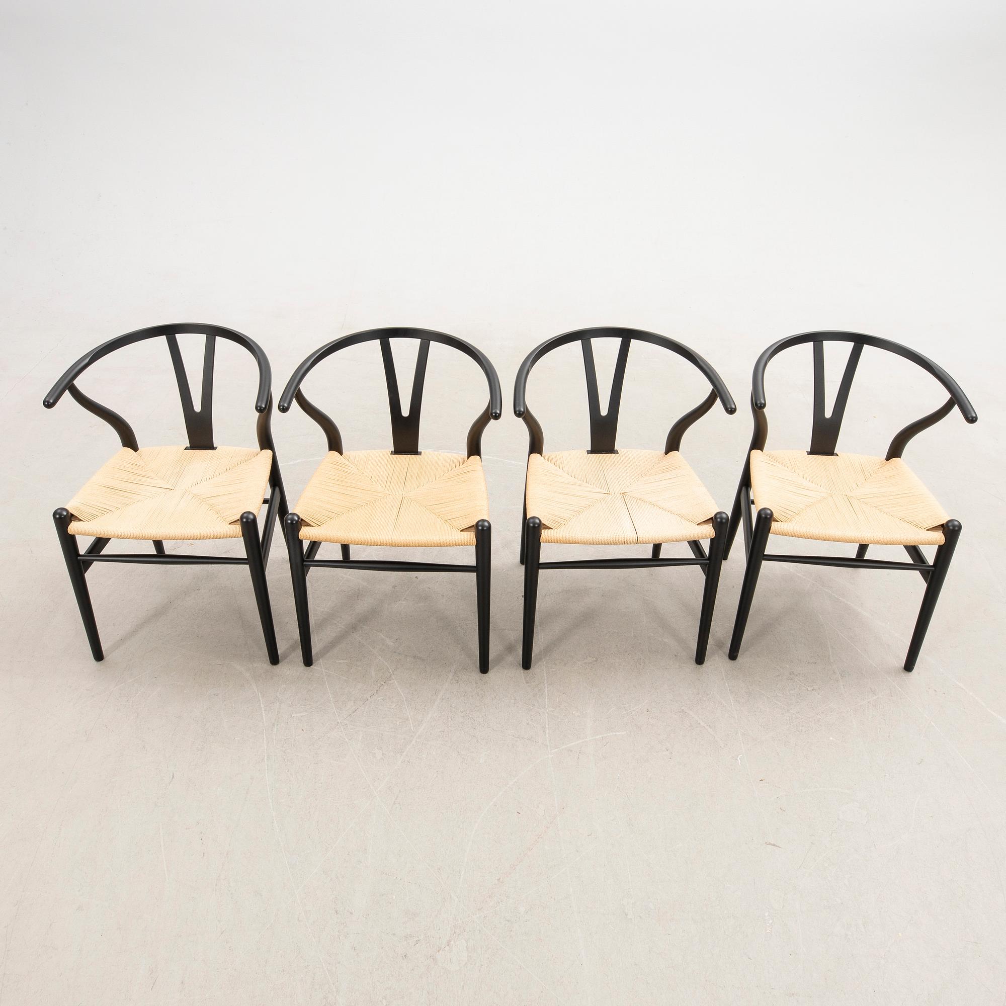 Hans J. Wegner, Chairs, 4 pcs, CH-24 "The Y Chair" Carl Hansen & Son Denmark 21st century.