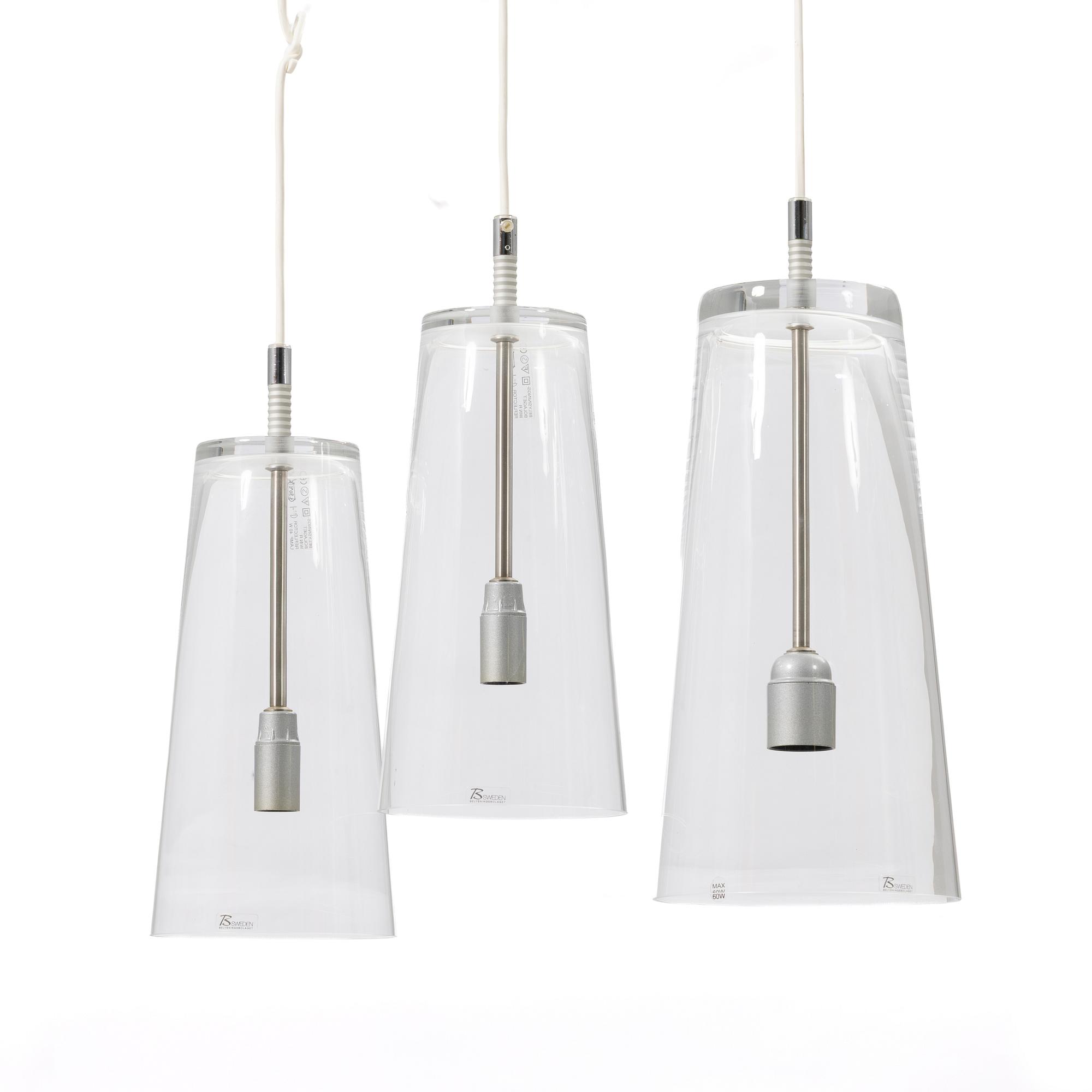 Gunnel Svensson, ceiling lamps, three pieces, "Manhattan 35 & 29", for Bsweden, late 20th century.