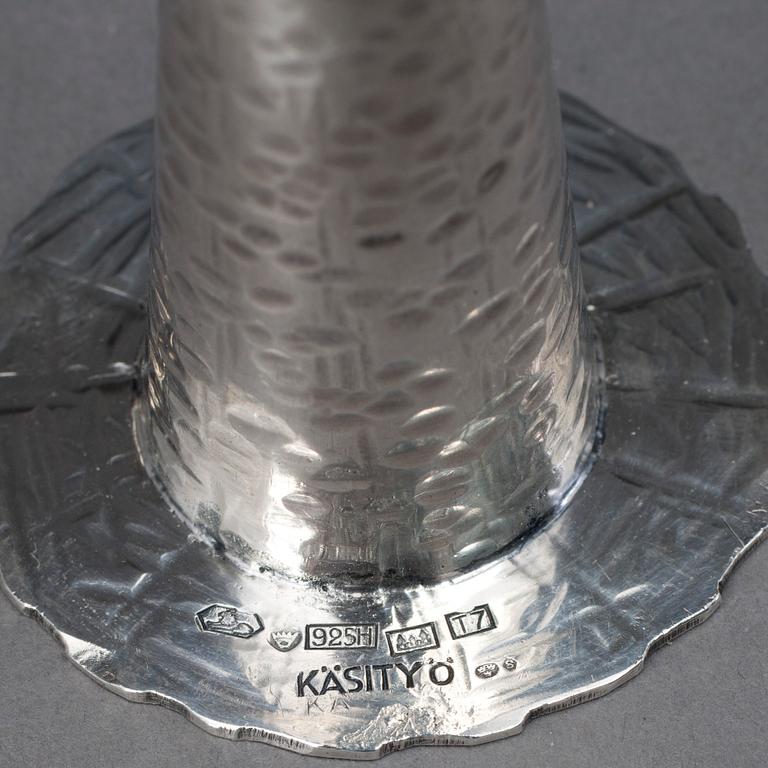 SNAPSGLAS, ett par, silver, en signerad KA, Tavastehus, 1972.
