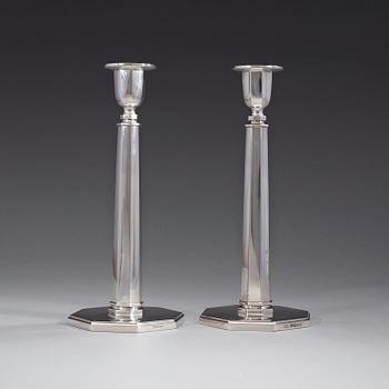 A pair of Sven Carlman silver candlesticks, C.F. Carlman, Stockholm 1961.