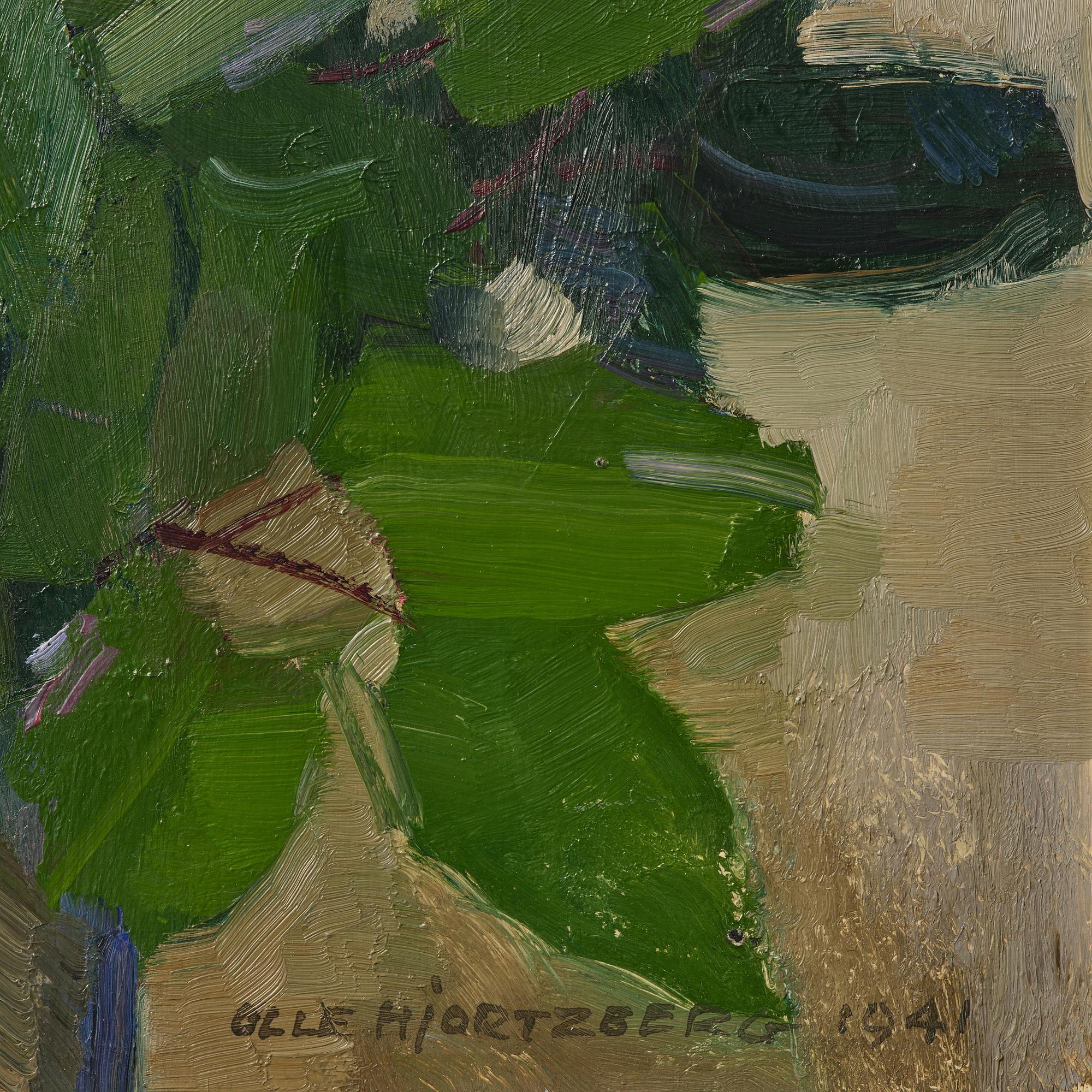 Olle Hjortzberg, Roses with figures in the background.