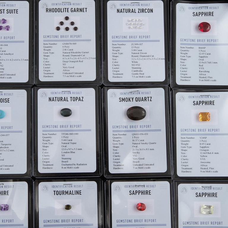 PARTI ÄDELSTENAR, 61 st, fasettslipade och cabochonslipade, 2000-tal.