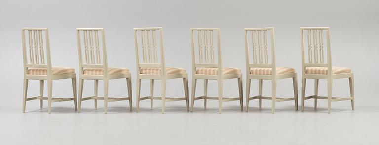 Six Gustavian chairs by A. Hellman, master 1761.