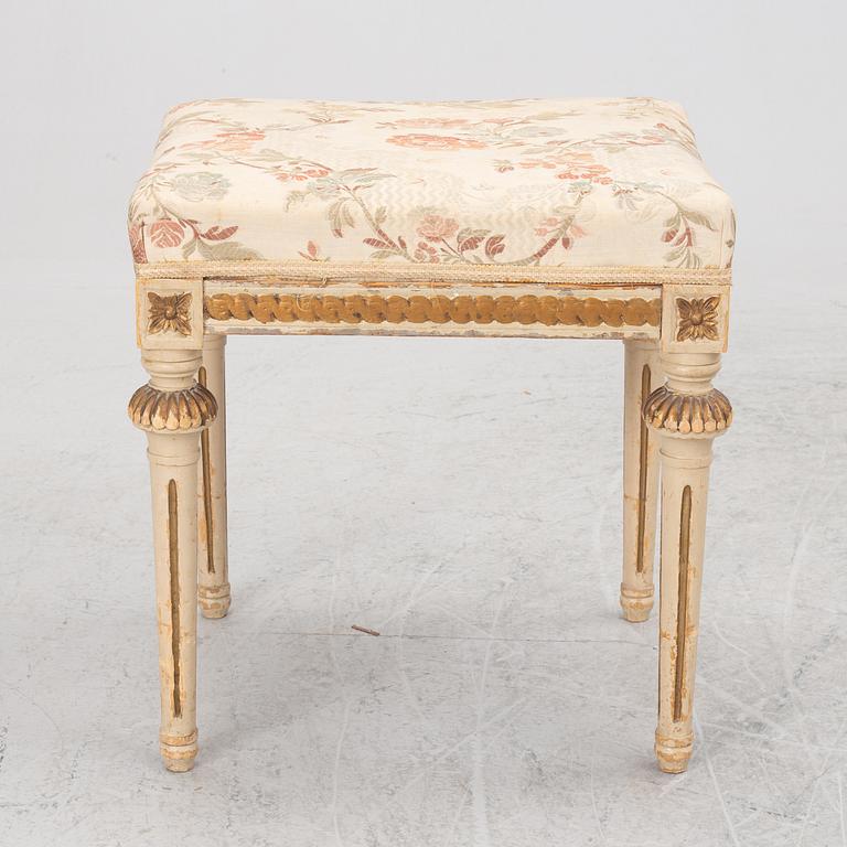 A Gustavian stool, Sweden, late 18th century.