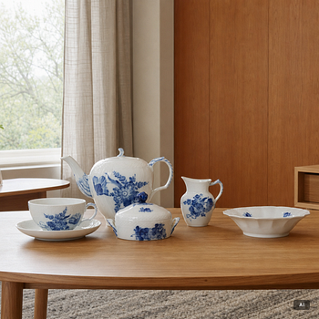 Royal Copenhagen, a 14-piece 'Blue Flower' tea service, Denmark.