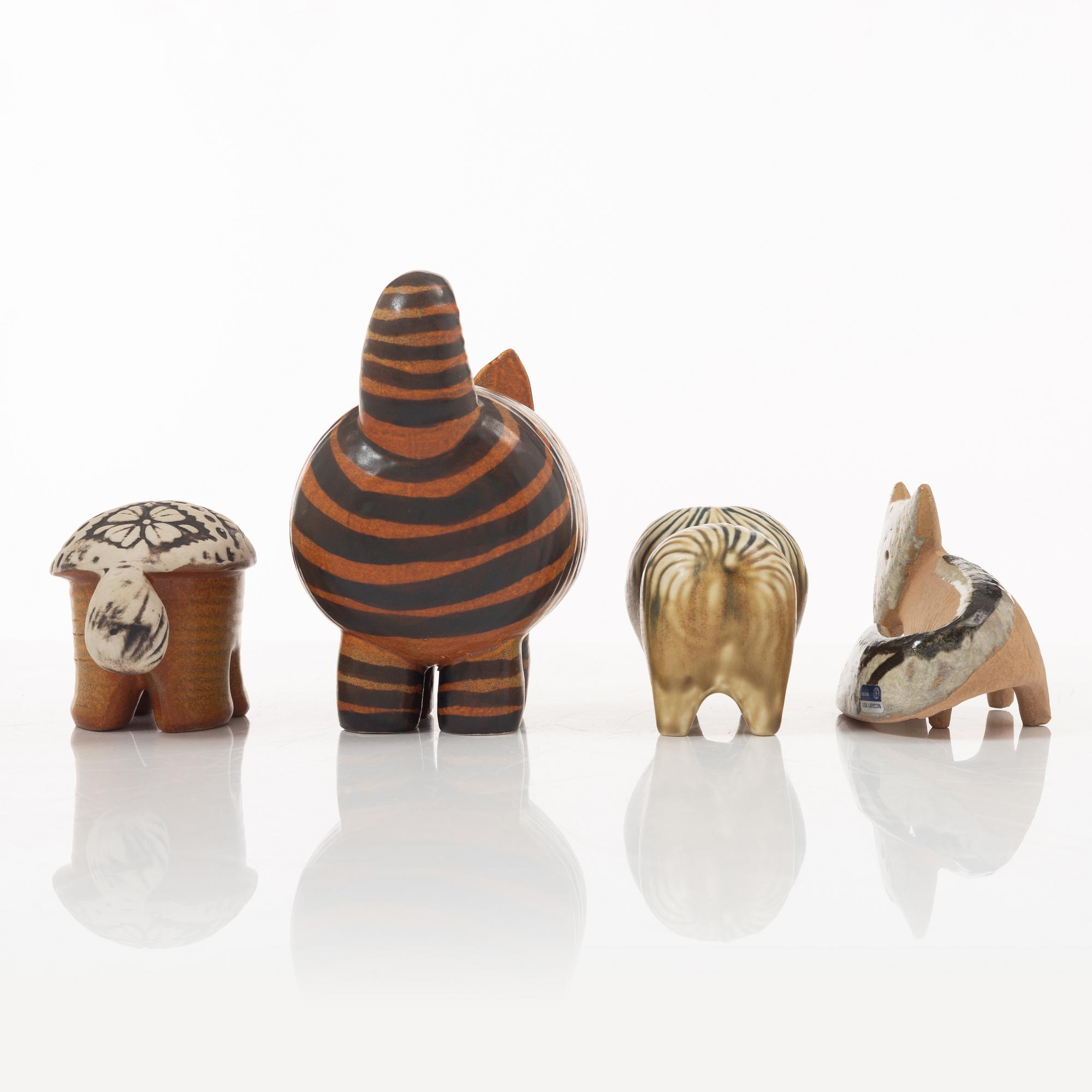 Lisa Larson, figuriner, 4 st, stengods, Gustavsberg.