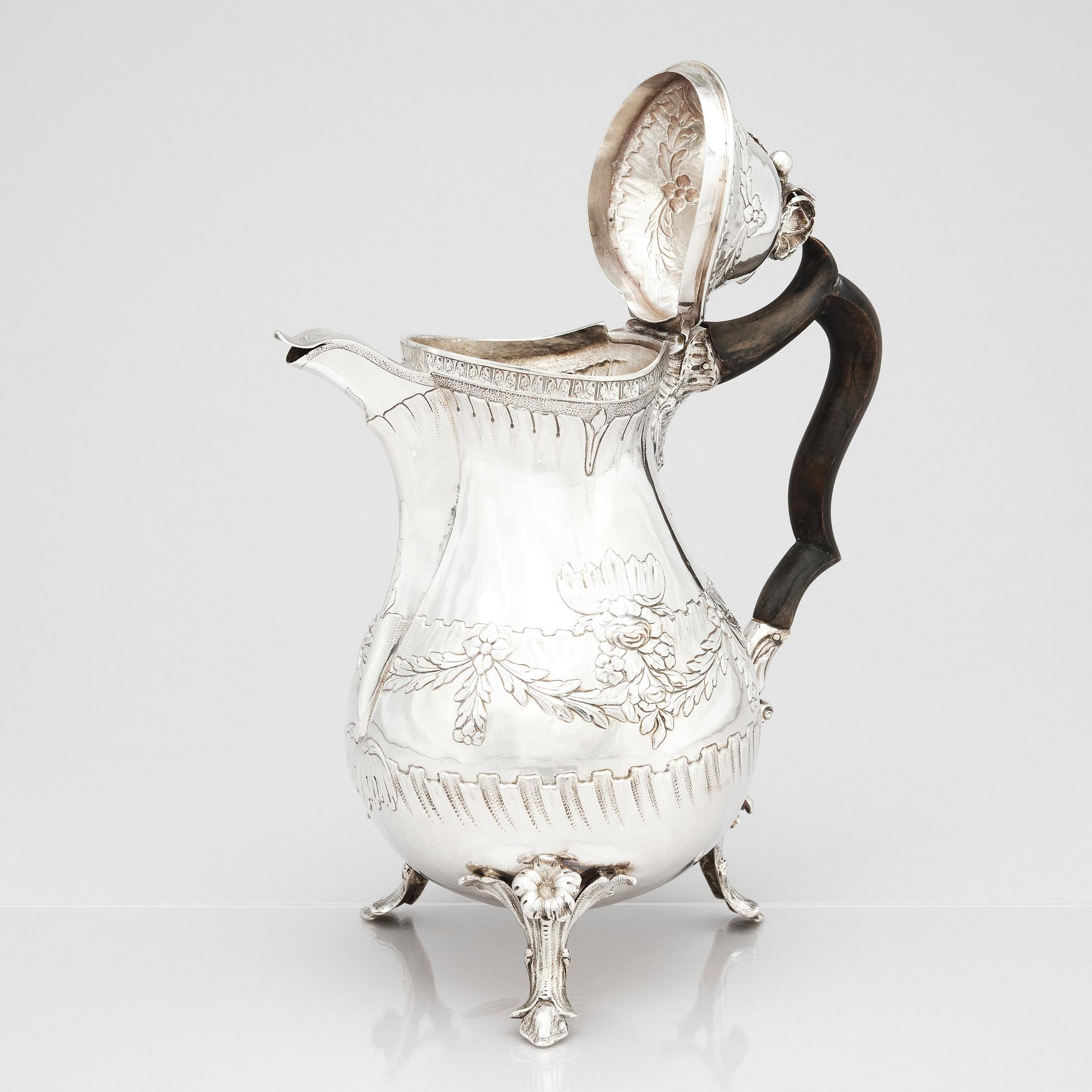 A Swedish 18th century silver coffee-pot, mark of Jacob Lampa, Stockholm 1777.