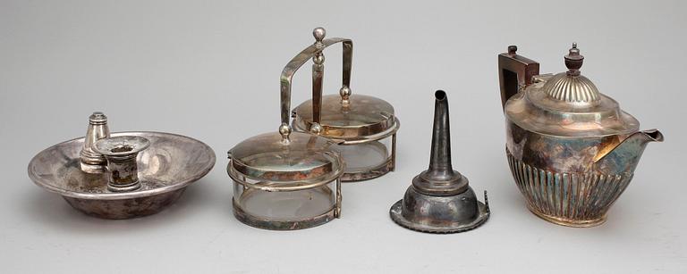 PARTI NYSILVER, 4 delar, bla Mappin & Webb och ART Krupp Berndorf, 1900-tal.