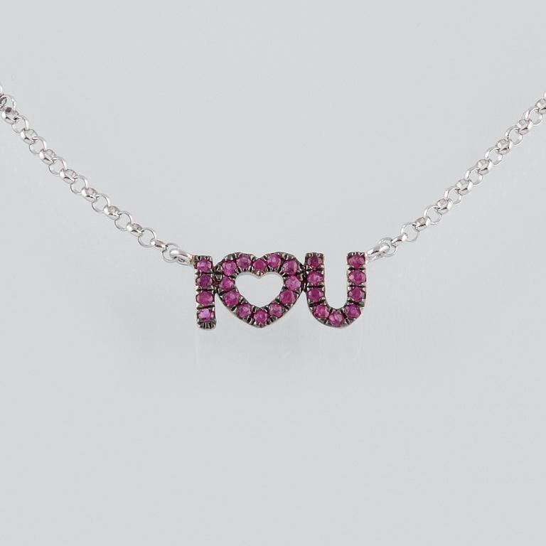 COLLIER, 18K vitguld med fasettslipade rosa safirer ca 0.12 ct. Vikt 1,8 gram.