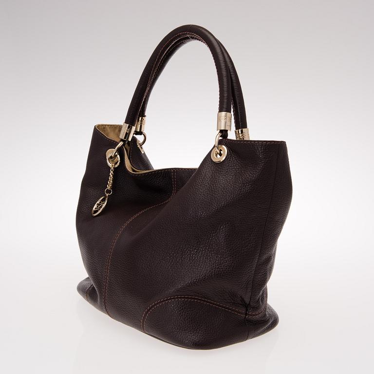 LANCEL FRENCH FLAIR GRAINED LEATHER TOTE BAG.