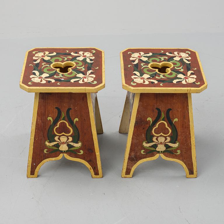A pair of early 20th century stools.