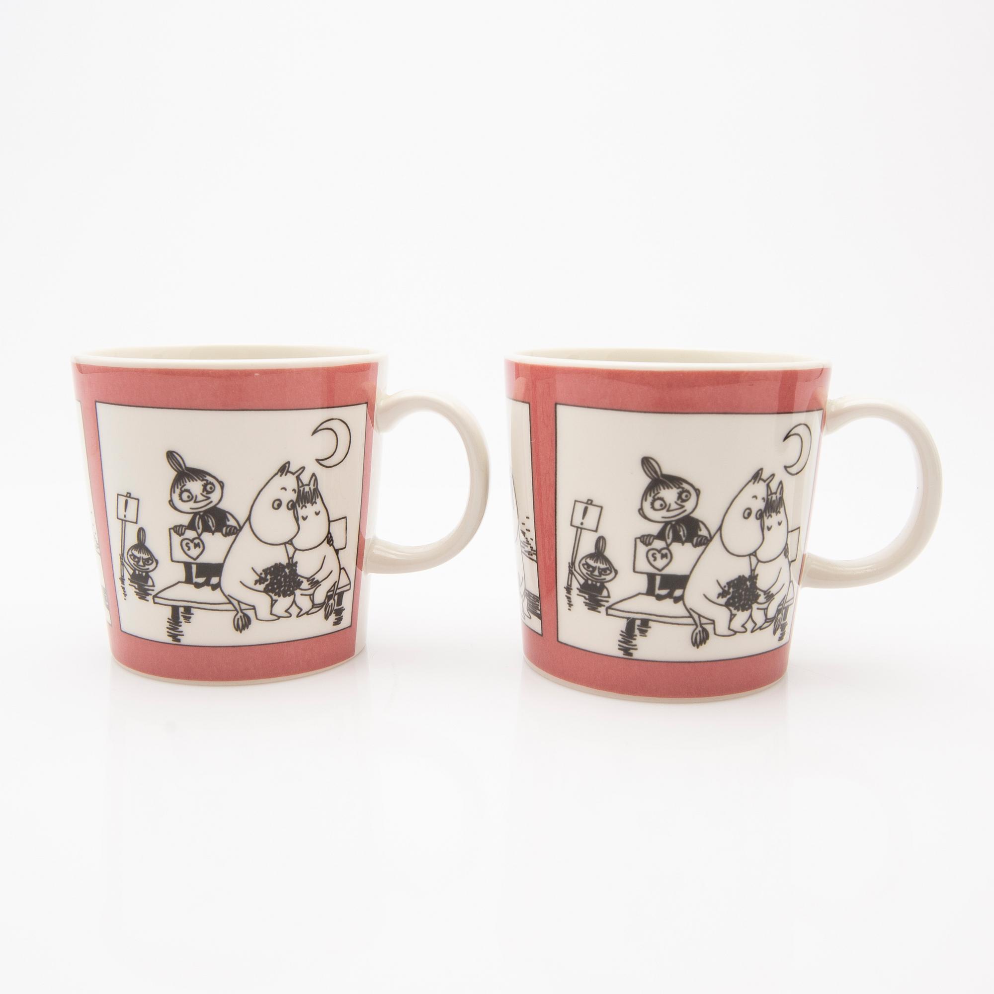 Moomin mugs, a pair, porcelain, Arabia, Finland 1990-1993.