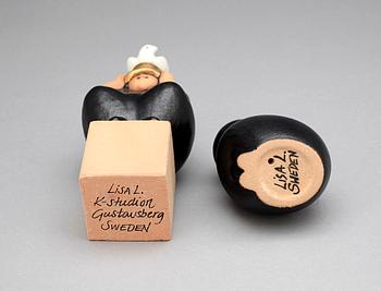 FIGURINER, 2 st, stengods, Lisa Larson, Gustavsberg, 2000-tal.