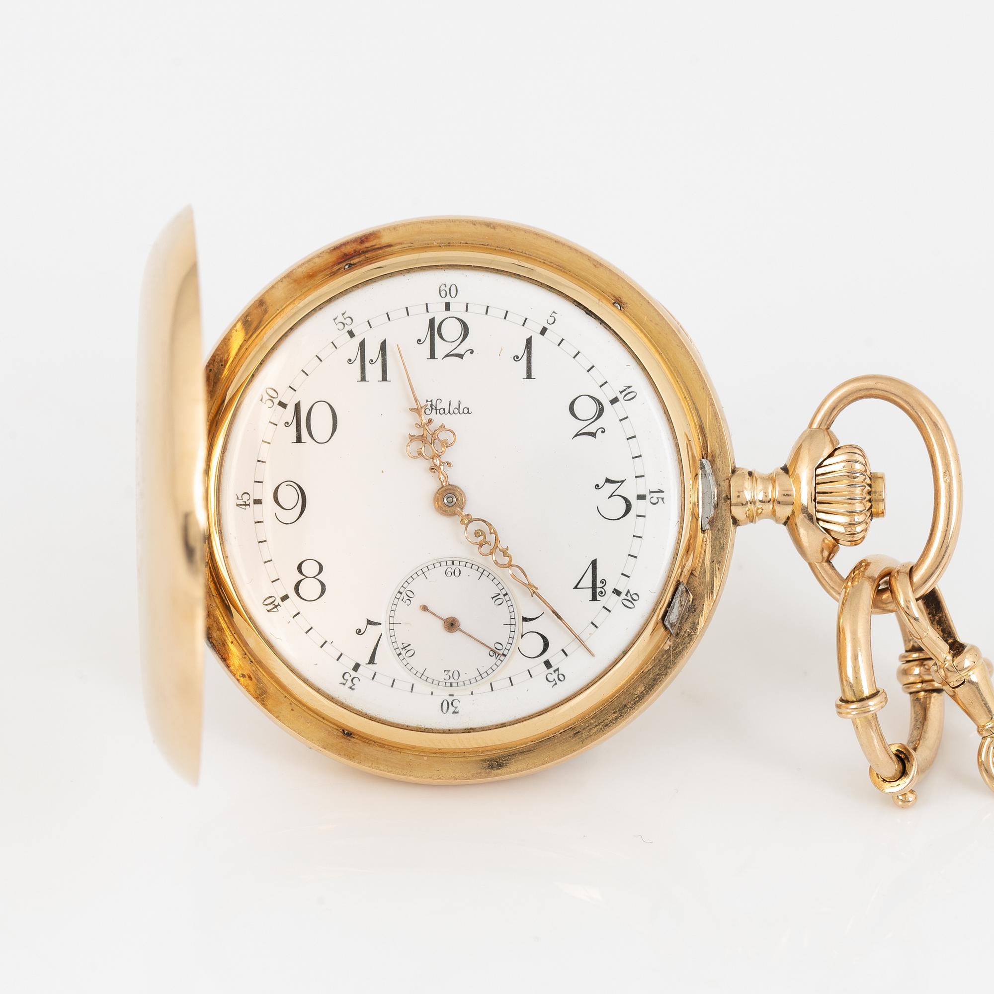 Halda Fickurfabrik, pocket watch, hunter, 52 mm.
