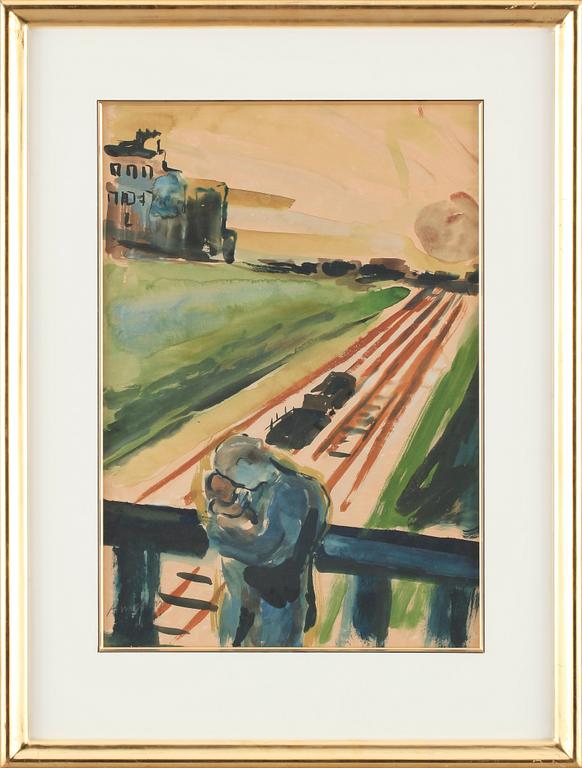 ALBIN AMELIN, akvarell, signerad.