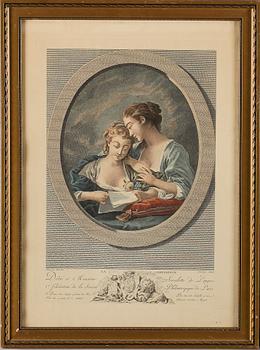 FRANCOIS BOUCHER, efter, 2 st, kopparstick, 1800-tal.