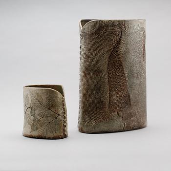 VASER, 2 st, keramik, Paula von Freymann, Gustavsberg, 1900-talets andra hälft.