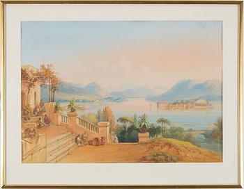 CARL MARTIN LAEISZ · CARL MARTIN LAEISZ, watercolour on paper, 'Isola bella, Lago Maggiore' signed and dated 1850.