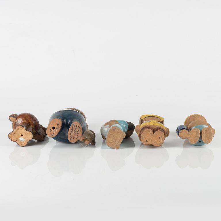 Lisa Larson, five stoneware figurines, Gustavsberg.
