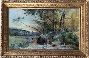 Arvid Mauritz Lindström, Summer landscape at dusk.