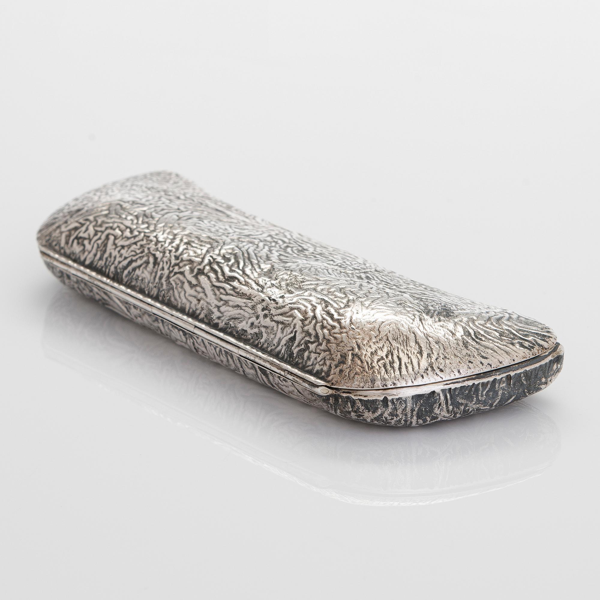 A silver cigar box and glasses case, Norway and Finland, first half and mid-20th century.