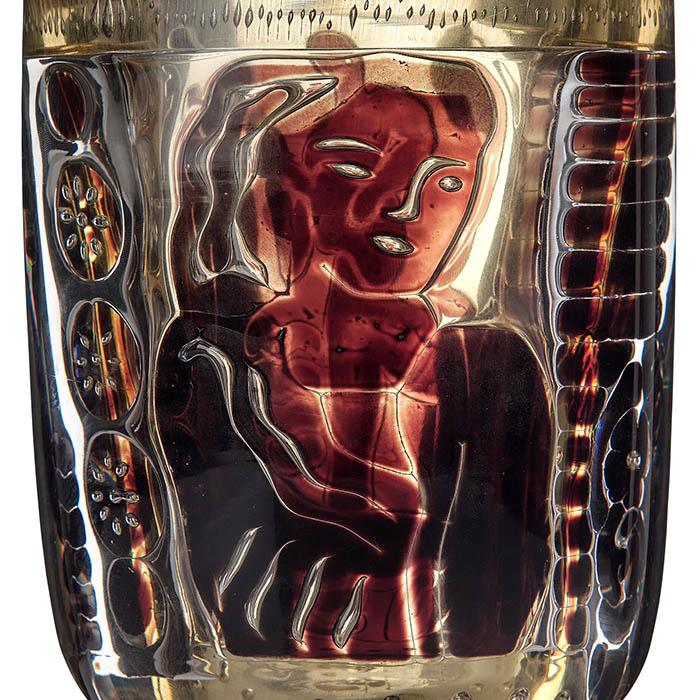 Edvin Öhrström, sällsynta "ariel" glasvaser, Orrefors, Sweden.