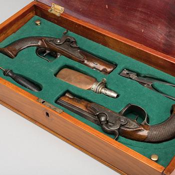 A PAIR OF BELGIAN CAPLOCK PISTOLS, later part of 19th century.