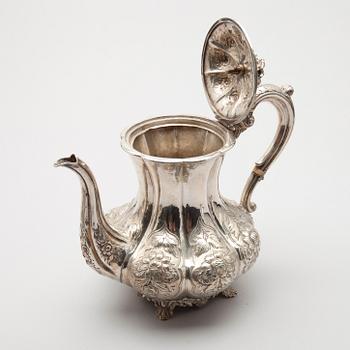 KAFFE- / TESERVIS, 4 delar, silver, London 1836, England.  Tot. vikt ca 2224 g.