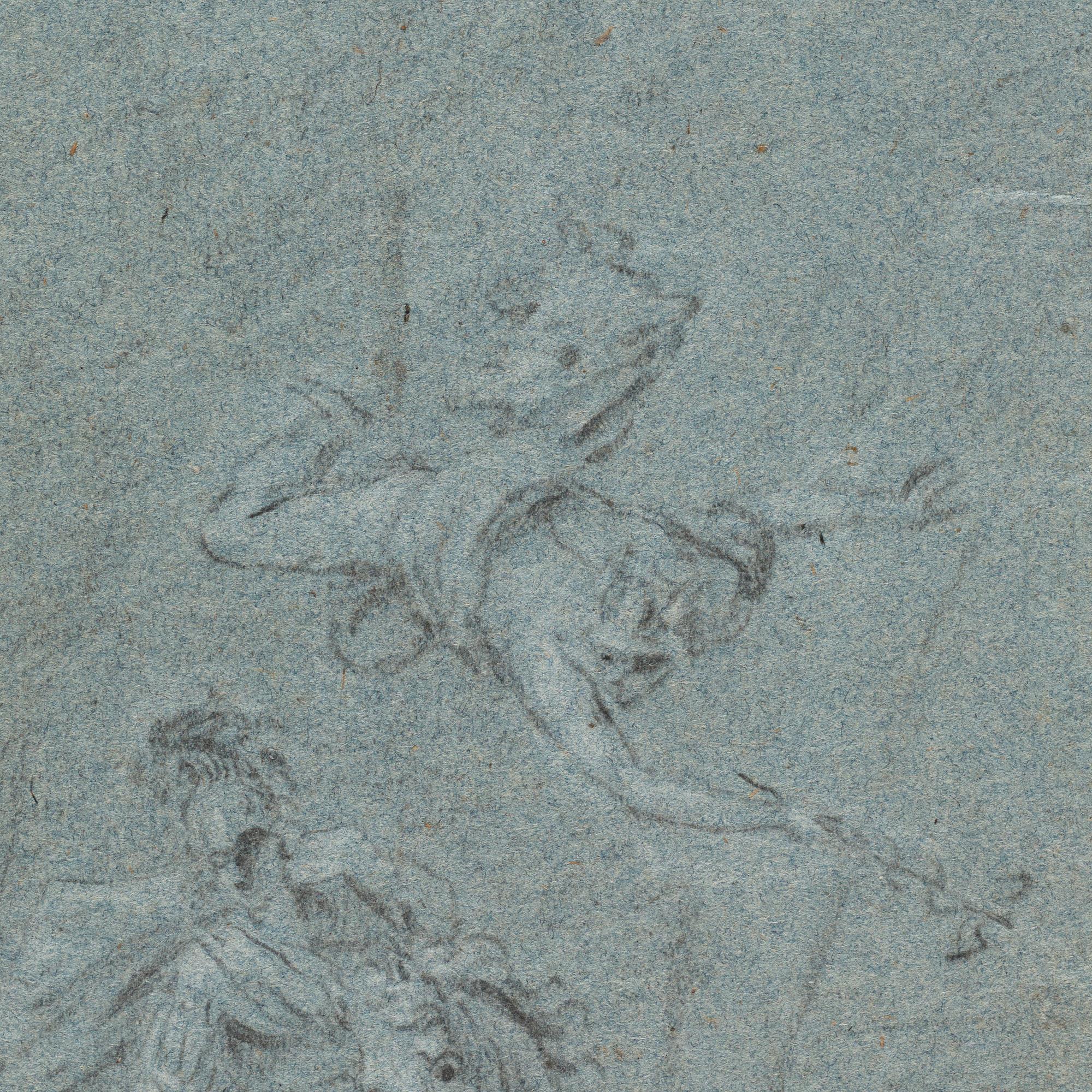 GIOVANNI ANTONIO PELLEGRINI, hans krets. Osignerad. Krita och kol, bildyta 27,5 x 27,5 cm.