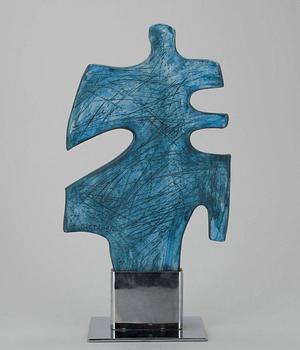 PAULI PARTANEN, VEISTOS, keramiikkaa sekä metallia, sign. ja päiv. -85.