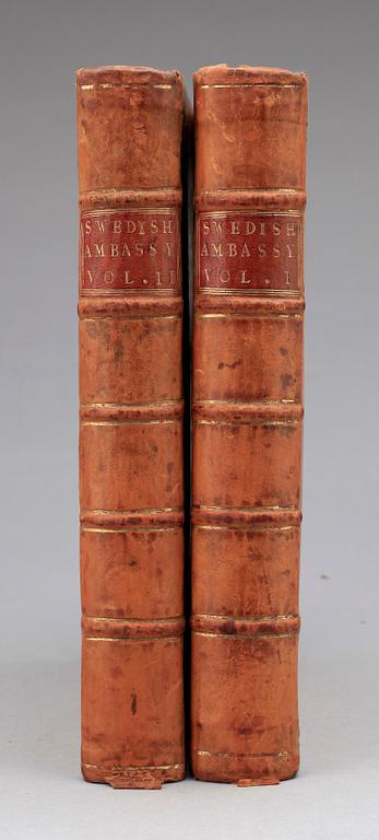 BOK, vol I-II, "A Journal of the Swedish Ambassy in the Years MDCLIII and MDCLIV.." av Bulstrode whitelock, London 1772.