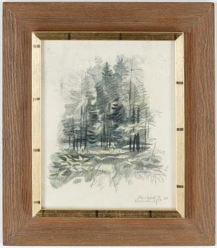 Gunnar Brusewitz · GUNNAR BRUSEWITZ, blandteknik, signerad, Mariedal 11/7 -64.