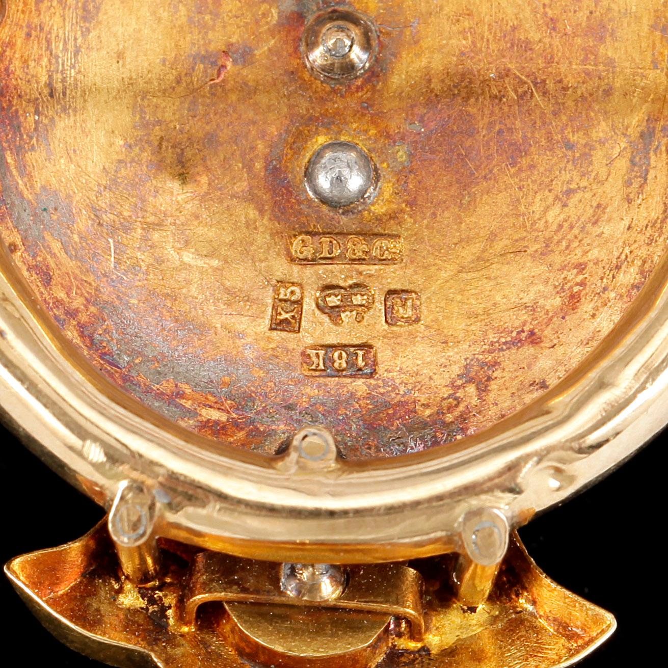 BROSCH, guld 18K, Gustaf Dahlgren & Co, Malmö 1876. Vikt ca 8 gram.