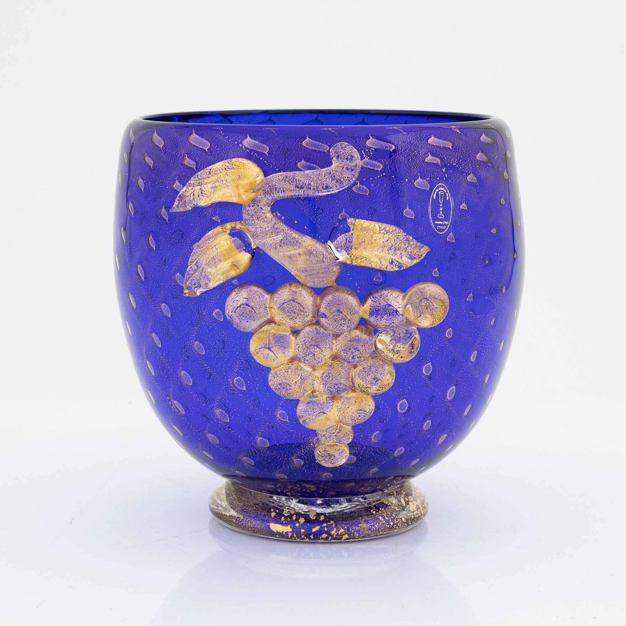 Vas, glas, Imperio Rossi, Murano, Italien, sent 1900-tal.