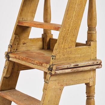 A late baroque library-ladder, mid/later part 18th century.