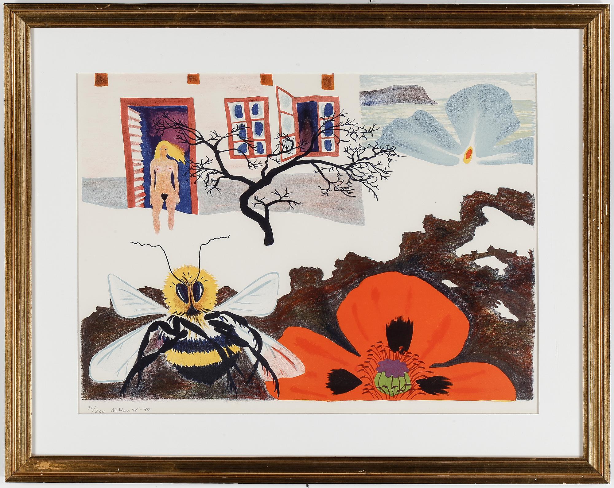 MONA HUSS WALLIN, färglitografi, signerad och numrerad 31/260, daterad -70.