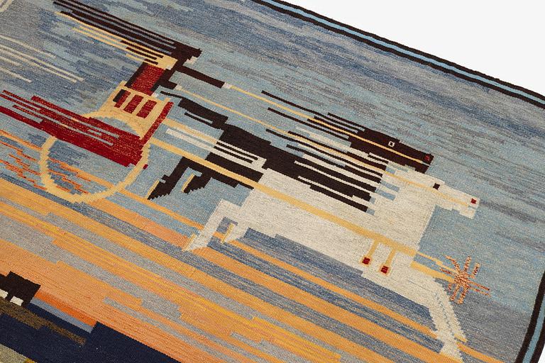 Pär Axel Olsson, a tapestry, 'Näckens Bröllop' ('The Wedding of the Water Sprite / Nixie') flat weave, c 270 x 166 cm, signed PAO 19K&L06.