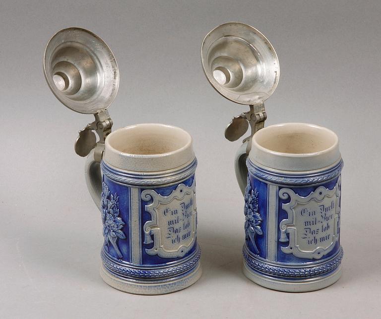 STOP, ett par, stengods, tenn, Tyskland, omkring 1900.