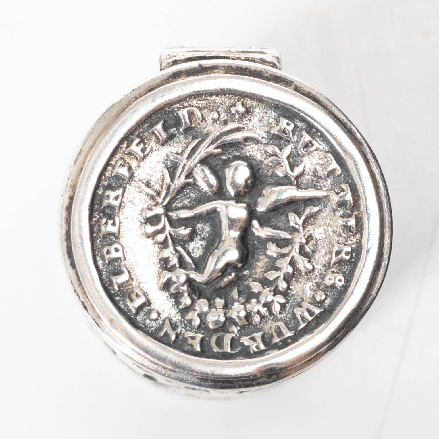 A German silver engagement box, mark of Elias Rütterswürden, Elberfeld, late 18th Century.