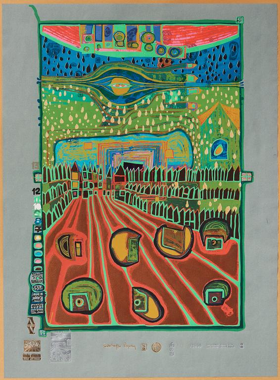 Friedensreich Hundertwasser, "Look at it on a rainy day (The Regentag portfolio)".