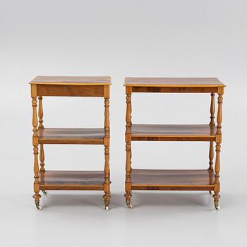 A set of two mahogany etageres. 19th Century.