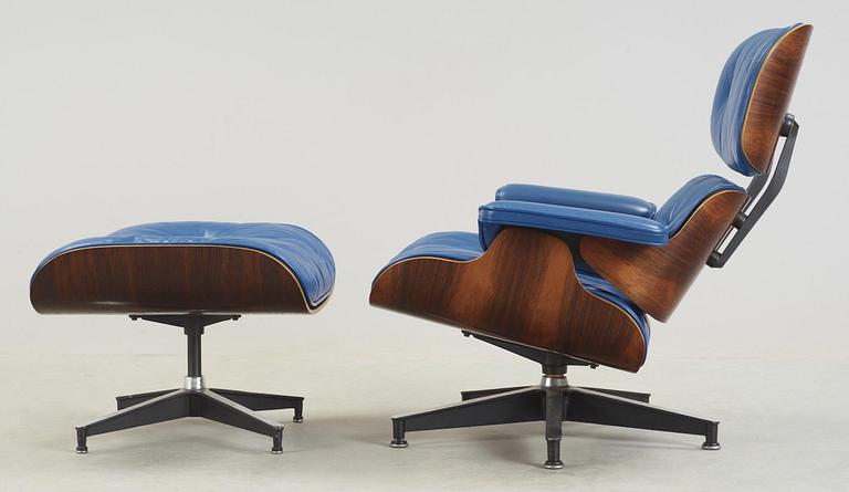 A Charles and Ray Eames 'Lounge Chair and ottoman', Herman Miller, USA.