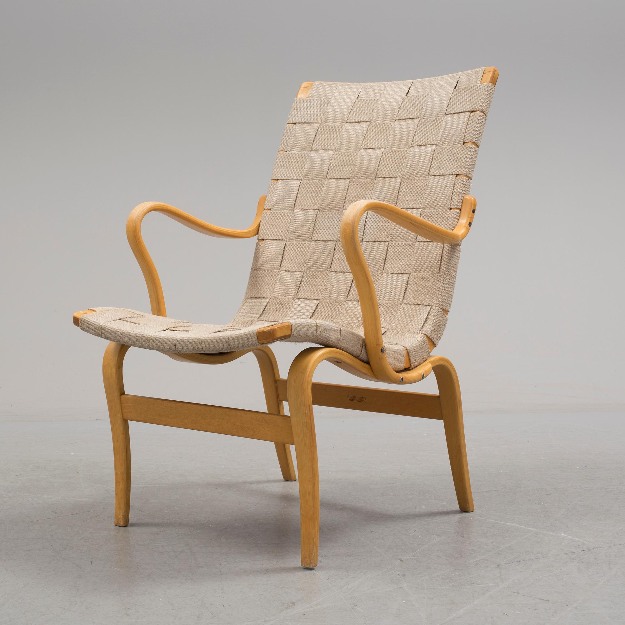 A ' Eva' easy chair by Bruno Mathsson for Firma Karl Mathsson.
